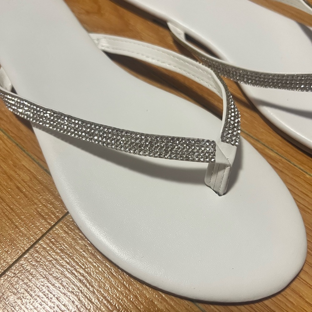 White Rhinestone Flip Flops - Picture 2 of 3
